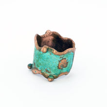 Load image into Gallery viewer, Solid Copper Statement Patina Cuff Ring With Molten Copper Edging - UrbanroseNYC