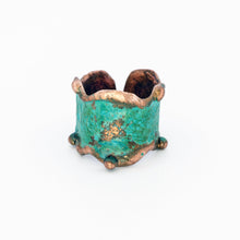 Load image into Gallery viewer, Solid Copper Statement Patina Cuff Ring With Molten Copper Edging - UrbanroseNYC