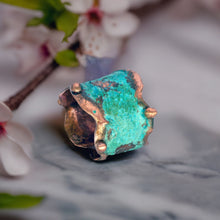Load image into Gallery viewer, Solid Copper Statement Patina Cuff Ring With Molten Copper Edging - UrbanroseNYC