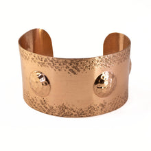 Load image into Gallery viewer, Solid Copper Statement Cuff Bracelet With Puffed Circles