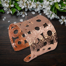 Load image into Gallery viewer, Solid Copper Wide Cutout Statement Cuff Bracelet
