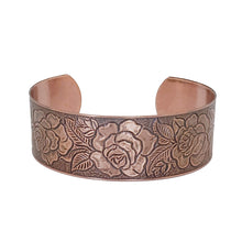 Load image into Gallery viewer, Solid Copper Cuff - Rose Design