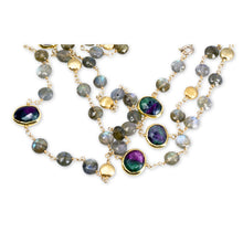 Load image into Gallery viewer, Long Gemstone Wraparound Necklace - Ruby Zoisite & Labradorite