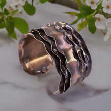 Load image into Gallery viewer, Luxury Solid Copper Statement Cuff Bracelet With Ruffled Edges
