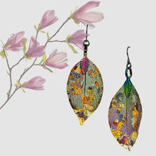 Load image into Gallery viewer, Real Leaf Earrings - Gilded, Iridescent - Real Leaf Earrings - Gilded, Iridescent - UrbanroseNYC