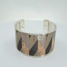 Load and play video in Gallery viewer, Portuguese Cork Channel Cuff - Geometric Metallic Print
