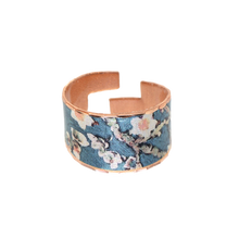 Load image into Gallery viewer, Copper Art Ring - Van Gogh Almond Blossoms Ring Vibrant Color