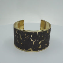 Load and play video in Gallery viewer, Portuguese Cork Cuff Bracelet - Black, Marbled Metallic Gold
