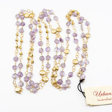 Load image into Gallery viewer, Long Gemstone Wraparound Necklace - Amethyst & Vermeil UrbanroseNYC