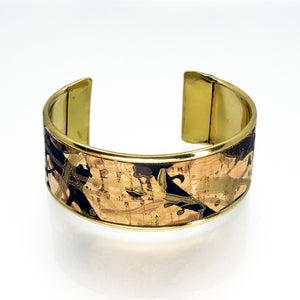 Portuguese Cork Cuff Bracelet - Bronze & Gold Metallic Splash UrbanroseNYC