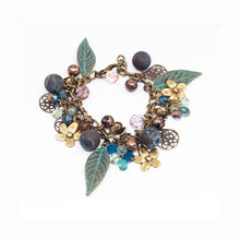 Load image into Gallery viewer, Vintage Style Charm Bracelet - Patina Leaf & Filigree - Vintage Style Charm Bracelet - Patina Leaf & Filigree - UrbanroseNYC