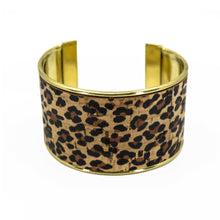 Load image into Gallery viewer, Portuguese Cork Channel Cuff - Cheetah Print - 1.5 inches - UrbanroseNYC
