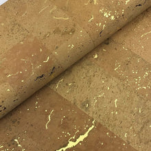 Load image into Gallery viewer, Portuguese Cork Channel Cuff - Natural, Metallic Gold - Portuguese Cork Channel Cuff - Natural, Metallic Gold - UrbanroseNYC