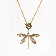 Load image into Gallery viewer, Patina Dragonfly Pendant - Antique Gold - UrbanroseNYC
