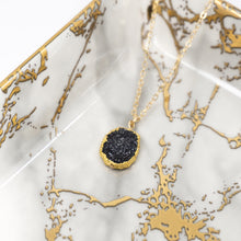 Load image into Gallery viewer, Minimalist Gemstone Pendant - Black Druzy - Minimalist Gemstone Pendant - Black Druzy - UrbanroseNYC