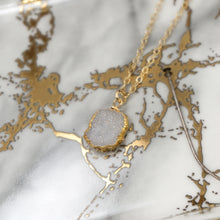 Load image into Gallery viewer, Minimalist Gemstone Pendant - White Druzy - Minimalist Gemstone Pendant - White Druzy - UrbanroseNYC