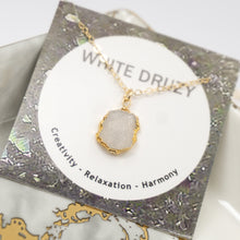 Load image into Gallery viewer, Minimalist Gemstone Pendant - White Druzy - Minimalist Gemstone Pendant - White Druzy - UrbanroseNYC