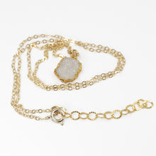 Load image into Gallery viewer, Minimalist Gemstone Pendant - White Druzy - Minimalist Gemstone Pendant - White Druzy - UrbanroseNYC