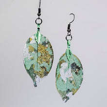 Load image into Gallery viewer, Gilded Leaf Earrings - Golden Grass - Green UrbanroseNYC