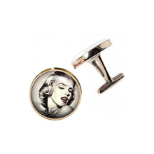 Load image into Gallery viewer, Altered Art Cufflinks - Marilyn Monroe Glamour - Altered Art Cufflinks - Marilyn Monroe Glamour - UrbanroseNYC
