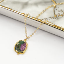 Load image into Gallery viewer, Minimalist Gemstone Pendant - Ruby in Zoisite - Minimalist Gemstone Pendant - Ruby in Zoisite - UrbanroseNYC