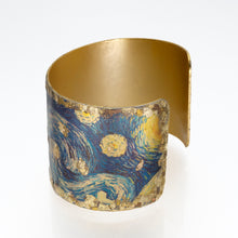 Load image into Gallery viewer, Gilded Cuff Bracelet - Van Gogh Starry Night UrbanroseNYC