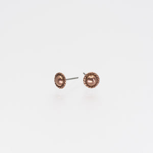 Solid Copper Stud Earrings - Rope Border UrbanroseNYC