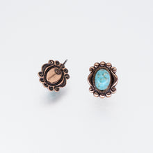 Load image into Gallery viewer, Solid Copper Stud Earrings - Turquoise Setting UrbanroseNYC