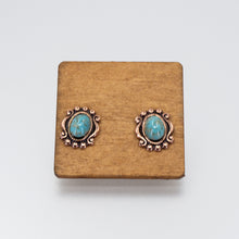 Load image into Gallery viewer, Solid Copper Stud Earrings - Turquoise Setting UrbanroseNYC
