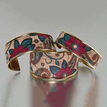 Load image into Gallery viewer, Portuguese Cork Channel Cuff - Paisley Floral - Portuguese Cork Channel Cuff - Paisley Floral - UrbanroseNYC
