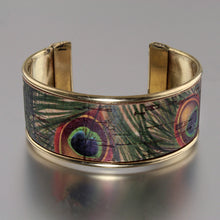Load image into Gallery viewer, Portuguese Cork Channel Cuff - Peacock - 1 inch - UrbanroseNYC