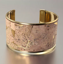Load image into Gallery viewer, Portuguese Cork Channel Cuff - Natural, Metallic Gold - 1.5 inches - UrbanroseNYC
