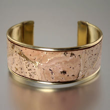 Load image into Gallery viewer, Portuguese Cork Channel Cuff - Natural, Metallic Gold - 1 inch - UrbanroseNYC
