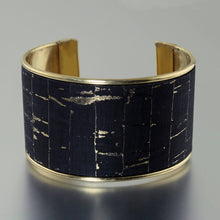 Load image into Gallery viewer, Portuguese Cork Cuff Bracelet - Black, Metallic Gold - 1.5 inches - UrbanroseNYC