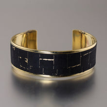Load image into Gallery viewer, Portuguese Cork Cuff Bracelet - Black, Metallic Gold - .75 inches - UrbanroseNYC