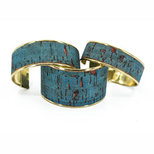 Load image into Gallery viewer, Portuguese Cork Channel Cuff - Rustic Denim, Red Flecks - Portuguese Cork Channel Cuff - Rustic Denim, Red Flecks - UrbanroseNYC
