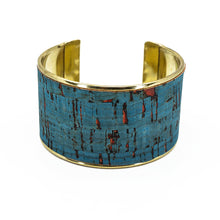 Load image into Gallery viewer, Portuguese Cork Channel Cuff - Rustic Denim, Red Flecks - 1.5 inches - UrbanroseNYC