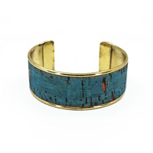 Load image into Gallery viewer, Portuguese Cork Channel Cuff - Rustic Denim, Red Flecks - 1 inch - UrbanroseNYC