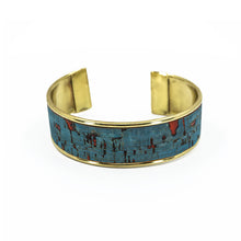 Load image into Gallery viewer, Portuguese Cork Channel Cuff - Rustic Denim, Red Flecks - .75 inches - UrbanroseNYC