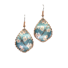 Load image into Gallery viewer, Copper Art Earrings - Van Gogh Almond Blossoms Vibrant Color