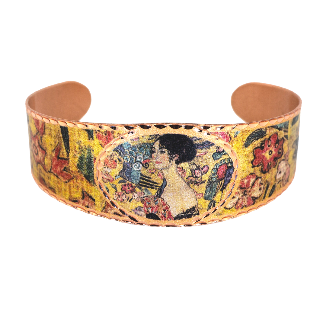 Copper Art Bracelet - Gustav Klimt Lady With a Fan