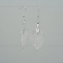 Load and play video in Gallery viewer, Mini Real Leaf Earrings - Silver
