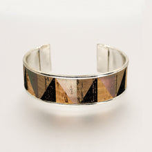 Load image into Gallery viewer, Portuguese Cork Channel Cuff - Geometric Metallic Print - .75 inches - UrbanroseNYC