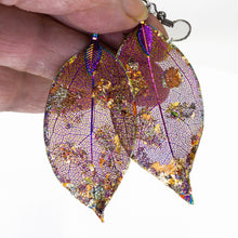 Load image into Gallery viewer, Real Leaf Earrings - Gilded, Iridescent - Real Leaf Earrings - Gilded, Iridescent - UrbanroseNYC