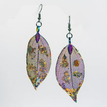 Load image into Gallery viewer, Real Leaf Earrings - Gilded, Iridescent - Real Leaf Earrings - Gilded, Iridescent - UrbanroseNYC