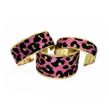 Load image into Gallery viewer, Glitter Cuff Bracelet - Leopard Print, Pink - Glitter Cuff Bracelet - Leopard Print, Pink - UrbanroseNYC