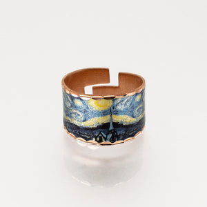 Copper Art Ring - Van Gogh Starry Night - UrbanroseNYC