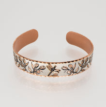 Load image into Gallery viewer, Copper Art Bracelet - Dragonfly narrow cuff front view