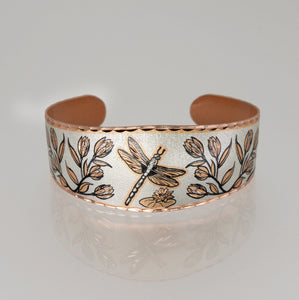 Copper Art Bracelet - Dragonfly wide cuff UrbanroseNYC