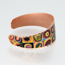Load image into Gallery viewer, Copper Art Cuff - Kandinsky Squares With Concentric Circles